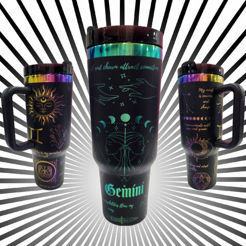 40oz Black Rainbow Chrome Gemini Tumbler