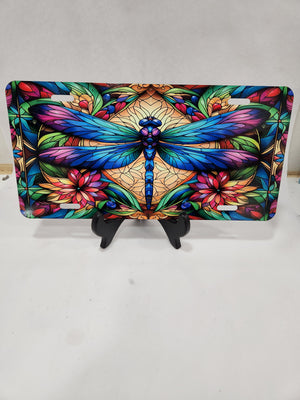 Colorful dragonfly license plate
