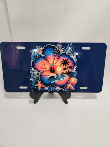 hibiscus flower license plate