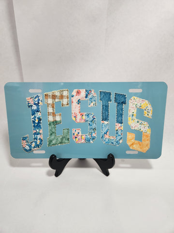 Jesus patchwork license plate