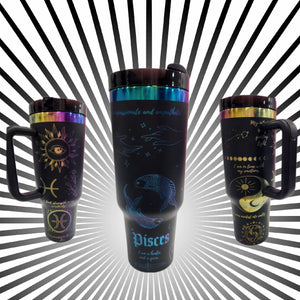 40oz Black Rainbow Chrome Pisces Tumbler