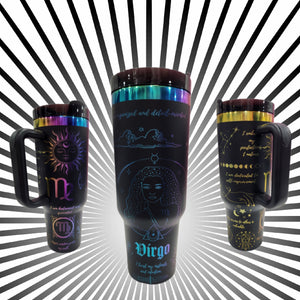 40oz Black Rainbow Chrome Virgo Tumbler