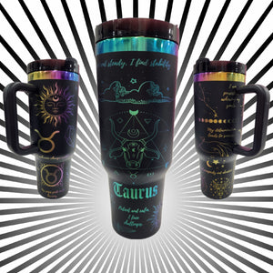 40oz Black Rainbow Chrome Taurus Tumbler